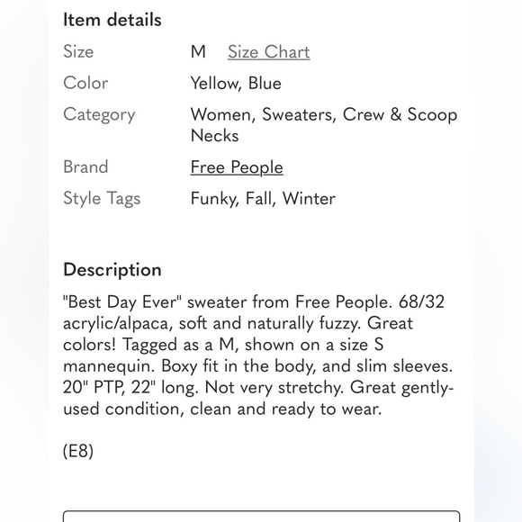 FREE PEOPLE Women’s Best Day Ever Sweater Size L Patchwork Alpaca - Picture 16 of 16